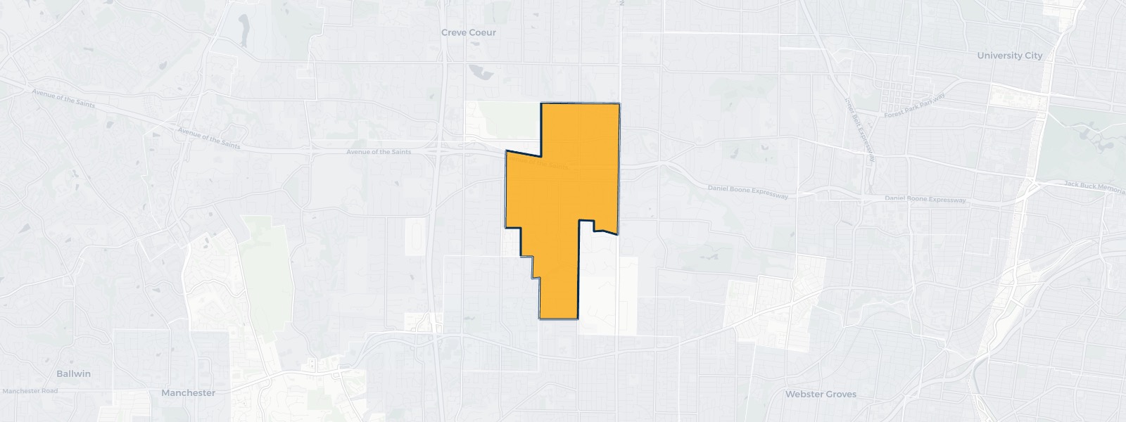 Map of Frontenac, Missouri highlighted within St. Louis County — Better Rate Mortgage neighborhood guide showing a $2,188,562 median home price.