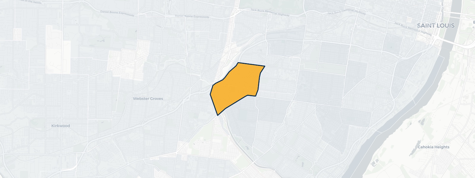 Map of Lindenwood Park, Missouri highlighted within City of St. Louis — Better Rate Mortgage neighborhood guide showing a $313,000 median home price.