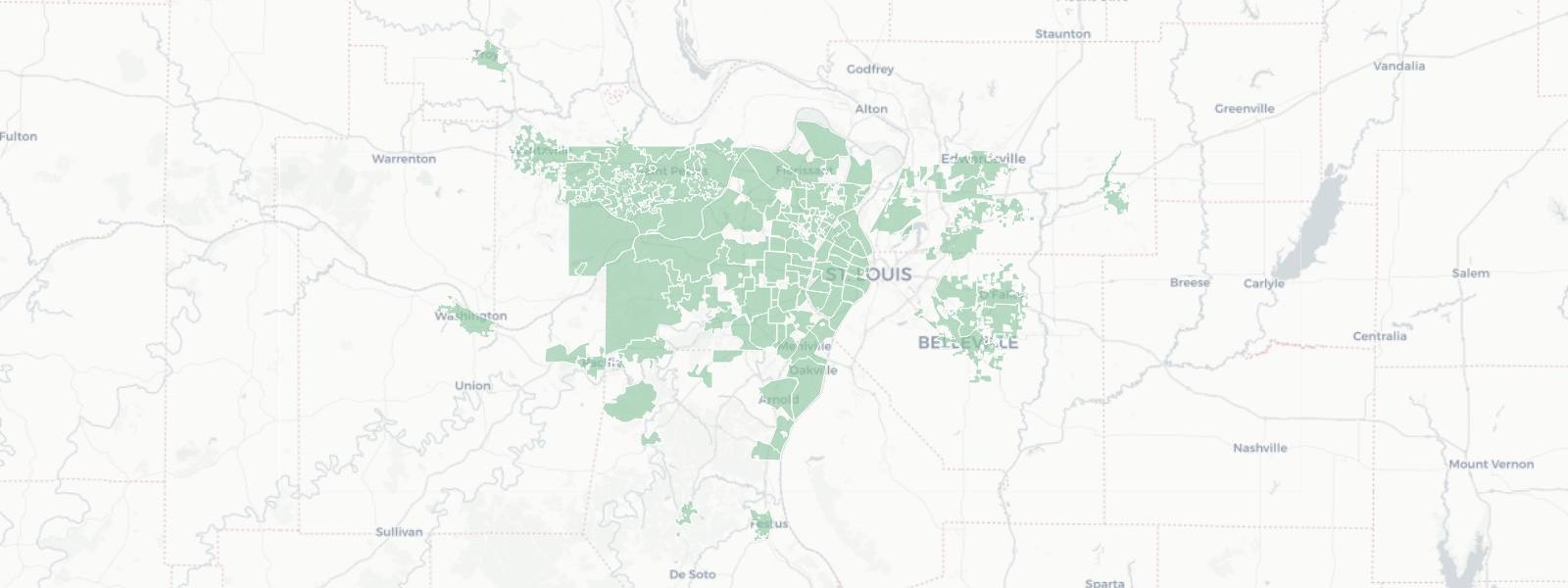 Map of the Greater St. Louis metro area — Better Rate Mortgage neighborhood guides.
